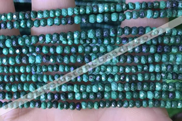 CRB3128 15.5 inches 2*3mm faceted rondelle tiny malachite beads