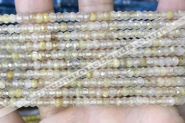 CRB3148 2.5*4mm faceted rondelle tiny golden rutilated quartz beads