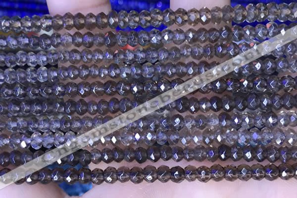 CRB3152 15.5 inches 2.5*4mm faceted rondelle tiny smoky quartz beads