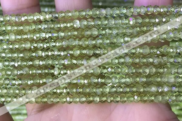 CRB3156 15.5 inches 2.5*4mm faceted rondelle tiny peridot beads