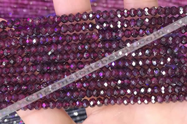 CRB3158 15.5 inches 2.5*4mm faceted rondelle tiny red garnet beads