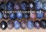 CRB3161 15.5 inches 2.5*4mm faceted rondelle tiny ruby & sapphire beads