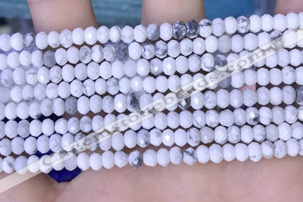 CRB3165 15.5 inches 2.5*4mm faceted rondelle tiny white howlite beads