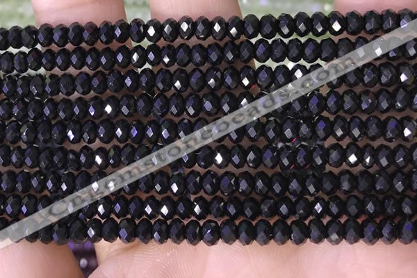 CRB3180 15.5 inches 2.5*4mm faceted rondelle tiny black spinel beads