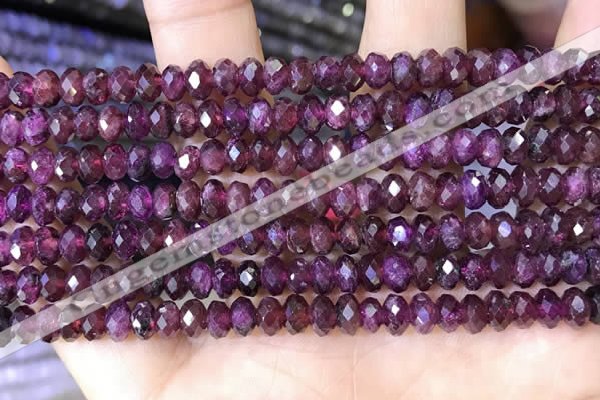 CRB3190 15.5 inches 4*6mm faceted rondelle tiny red garnet beads