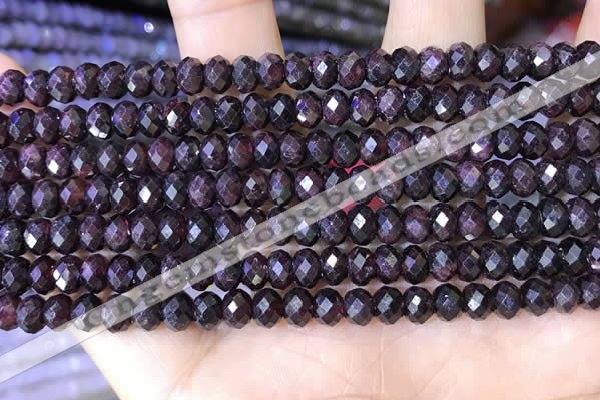 CRB3191 15.5 inches 4*6mm faceted rondelle tiny red garnet beads