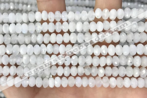 CRB3210 15.5 inches 3.5*6mm faceted rondelle white moonstone beads