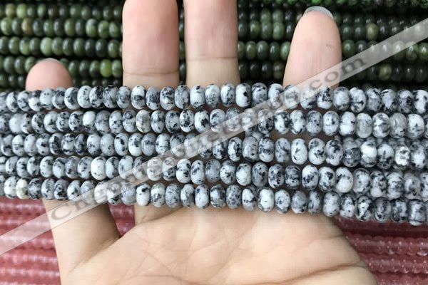 CRB4047 15.5 inches 4*6mm rondelle black & white spot stone beads