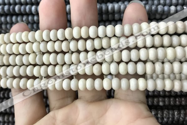 CRB4050 15.5 inches 4*6mm rondelle white fossil jasper beads wholesale