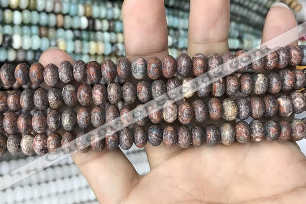 CRB4074 15.5 inches 5*8mm rondelle leopard skin jasper beads wholesale