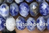 CRB4115 15.5 inches 5*8mm faceted rondelle blue spot stone beads