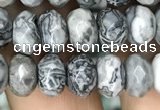 CRB4122 15.5 inches 5*8mm faceted rondelle grey picture jasper beads