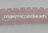 CRB450 15.5 inche 5*8mm tyre matte rose quartz gemstone beads