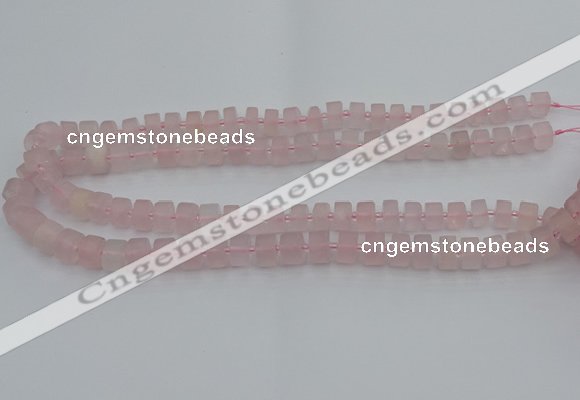 CRB451 15.5 inche 6*10mm tyre matte rose quartz gemstone beads