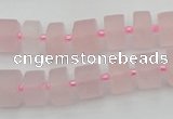 CRB452 15.5 inche 7*11mm tyre matte rose quartz gemstone beads