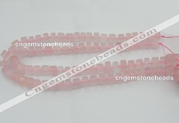 CRB452 15.5 inche 7*11mm tyre matte rose quartz gemstone beads