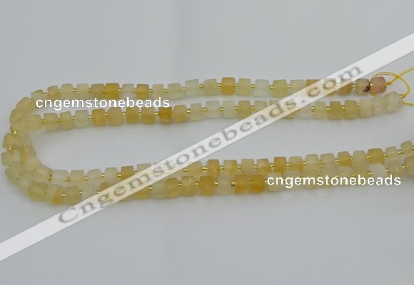 CRB453 15.5 inche 5*8mm tyre matte citrine gemstone beads