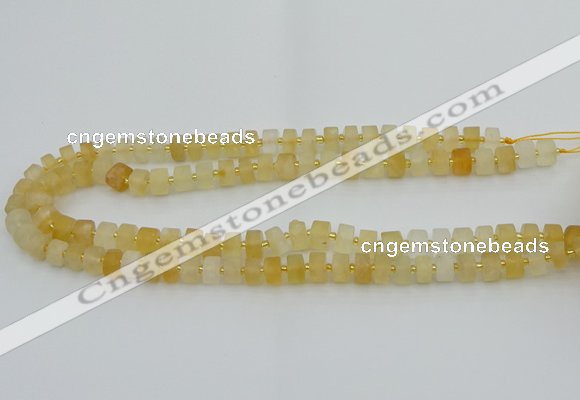 CRB454 15.5 inche 6*10mm tyre matte citrine gemstone beads