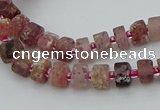 CRB459 15.5 inche 5*8mm tyre matte strawberry quartz gemstone beads