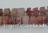 CRB460 15.5 inche 6*10mm tyre matte strawberry quartz gemstone beads