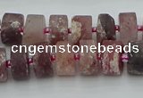 CRB461 15.5 inche 8*12mm tyre matte strawberry quartz gemstone beads