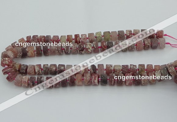 CRB461 15.5 inche 8*12mm tyre matte strawberry quartz gemstone beads