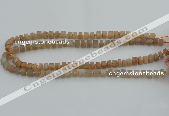 CRB462 15.5 inche 5*8mm tyre matte moonstone gemstone beads