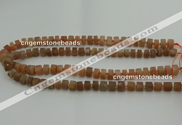 CRB463 15.5 inche 6*10mm tyre matte moonstone gemstone beads