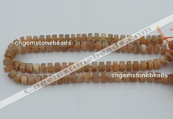 CRB464 15.5 inche 8*12mm tyre matte moonstone gemstone beads