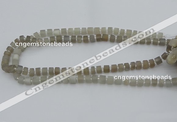 CRB465 15.5 inche 5*8mm tyre matte grey moonstone gemstone beads