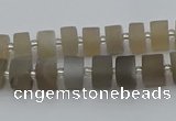 CRB466 15.5 inche 6*10mm tyre matte grey moonstone gemstone beads