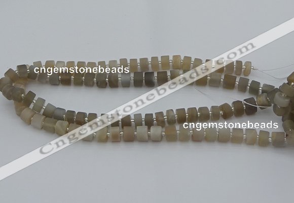 CRB466 15.5 inche 6*10mm tyre matte grey moonstone gemstone beads