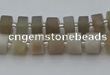 CRB467 15.5 inche 8*12mm tyre matte grey moonstone gemstone beads