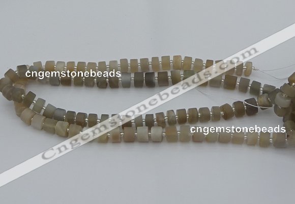 CRB467 15.5 inche 8*12mm tyre matte grey moonstone gemstone beads