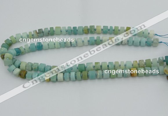 CRB469 15.5 inche 6*10mm tyre matte amazonite gemstone beads