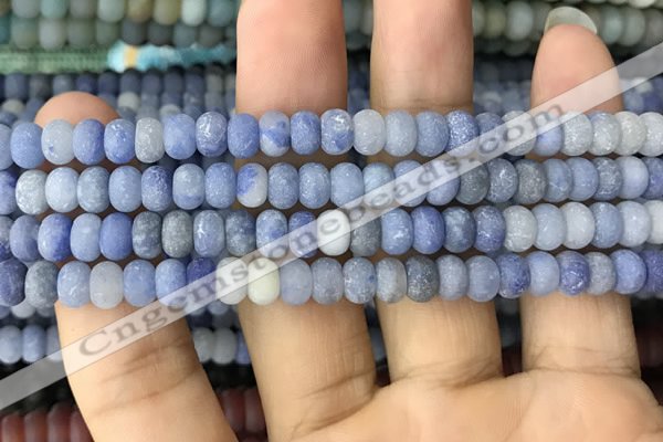 CRB5005 15.5 inches 4*6mm rondelle matte blue aventurine beads