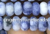 CRB5007 15.5 inches 4*6mm rondelle matte blue spot stone beads