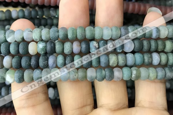 CRB5018 15.5 inches 4*6mm rondelle matte moss agate beads wholesale