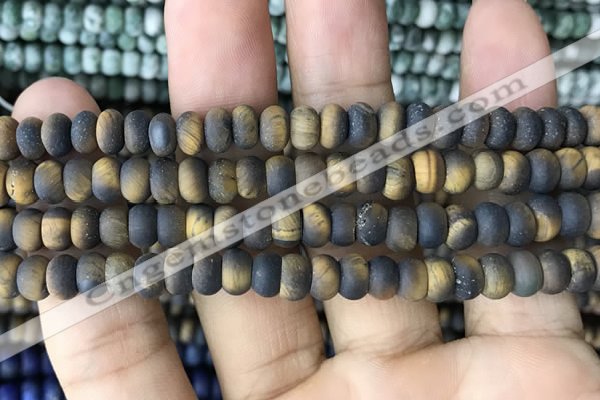 CRB5024 15.5 inches 4*6mm rondelle matte yellow tiger eye beads