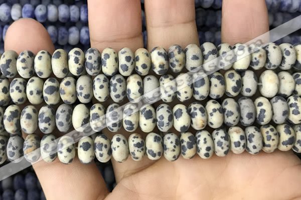 CRB5059 15.5 inches 5*8mm rondelle matte dalmatian jasper beads