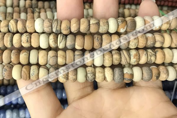 CRB5061 15.5 inches 5*8mm rondelle matte picture jasper beads