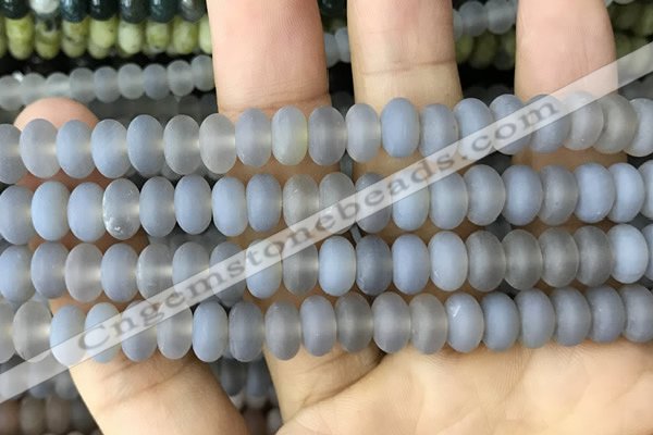 CRB5065 15.5 inches 5*8mm rondelle matte grey agate beads wholesale