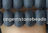 CRB5066 15.5 inches 5*8mm rondelle matte black agate beads wholesale