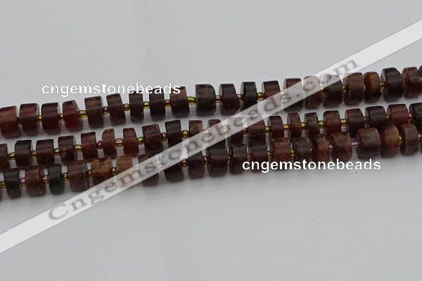 CRB507 15.5 inches 6*12mm tyre orange garnet beads wholesale