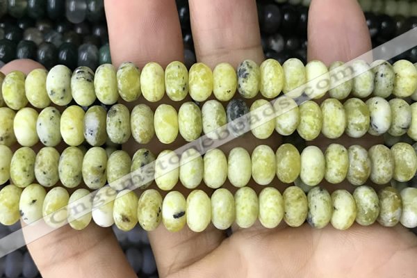 CRB5071 15.5 inches 5*8mm rondelle matte yellow pine turquoise beads