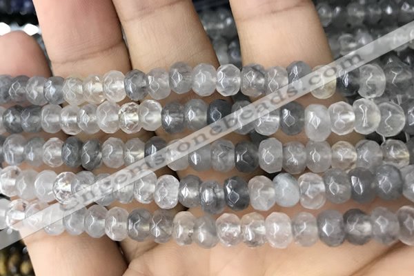 CRB5102 15.5 inches 4*6mm faceted rondelle cloudy quartz beads