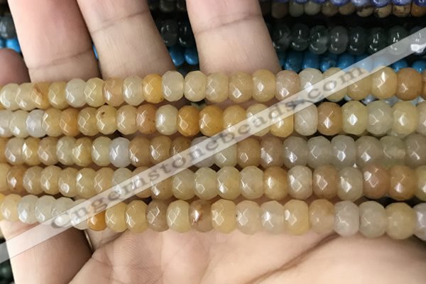 CRB5103 15.5 inches 4*6mm faceted rondelle yellow aventurine beads