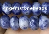 CRB5107 15.5 inches 4*6mm faceted rondelle blue spot stone beads