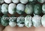 CRB5108 15.5 inches 4*6mm faceted rondelle green spot stone beads