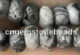 CRB5111 15.5 inches 4*6mm faceted rondelle grey picture jasper beads